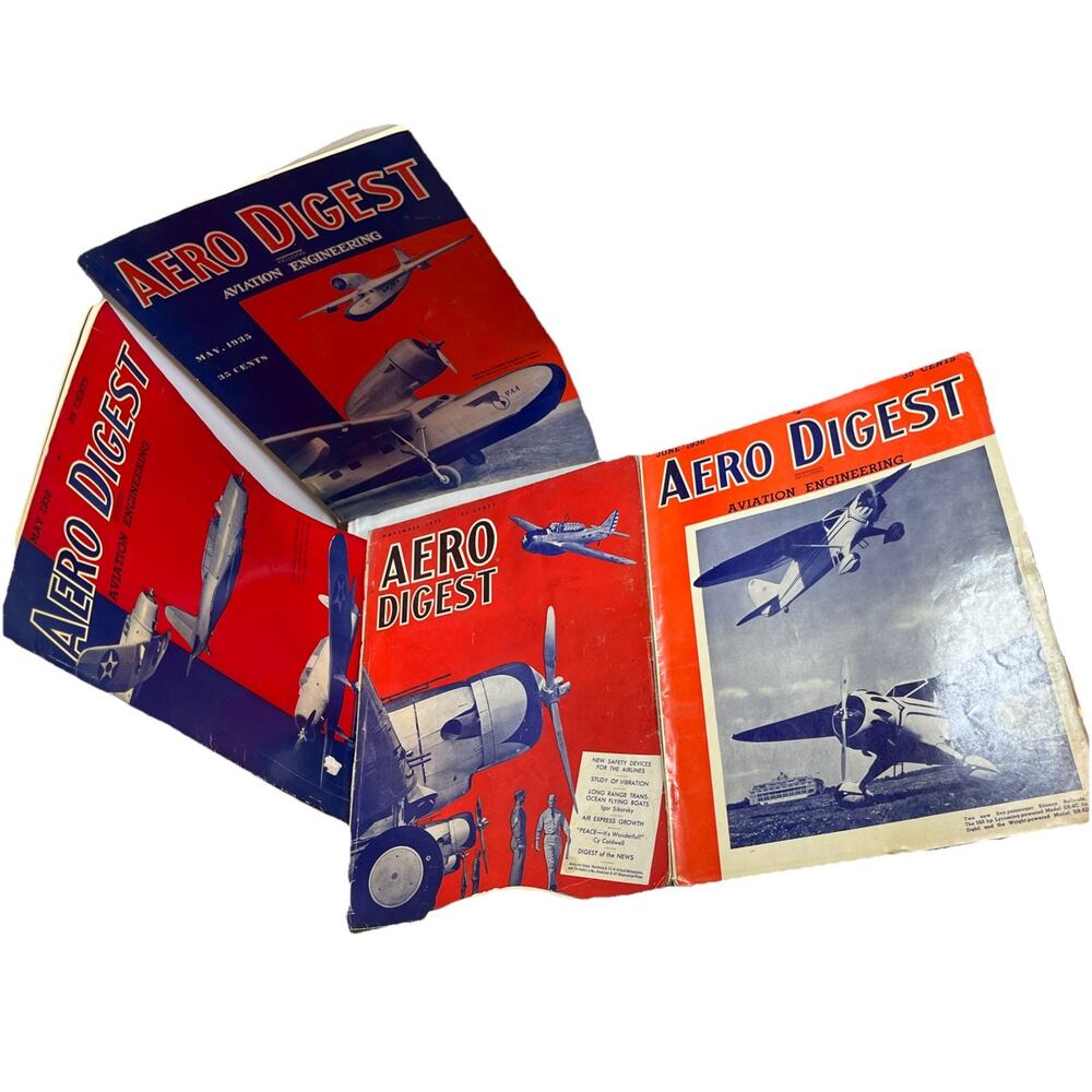 Lot of 4 Aero Digest Magazines 1930s Vintage Aviation History Publications